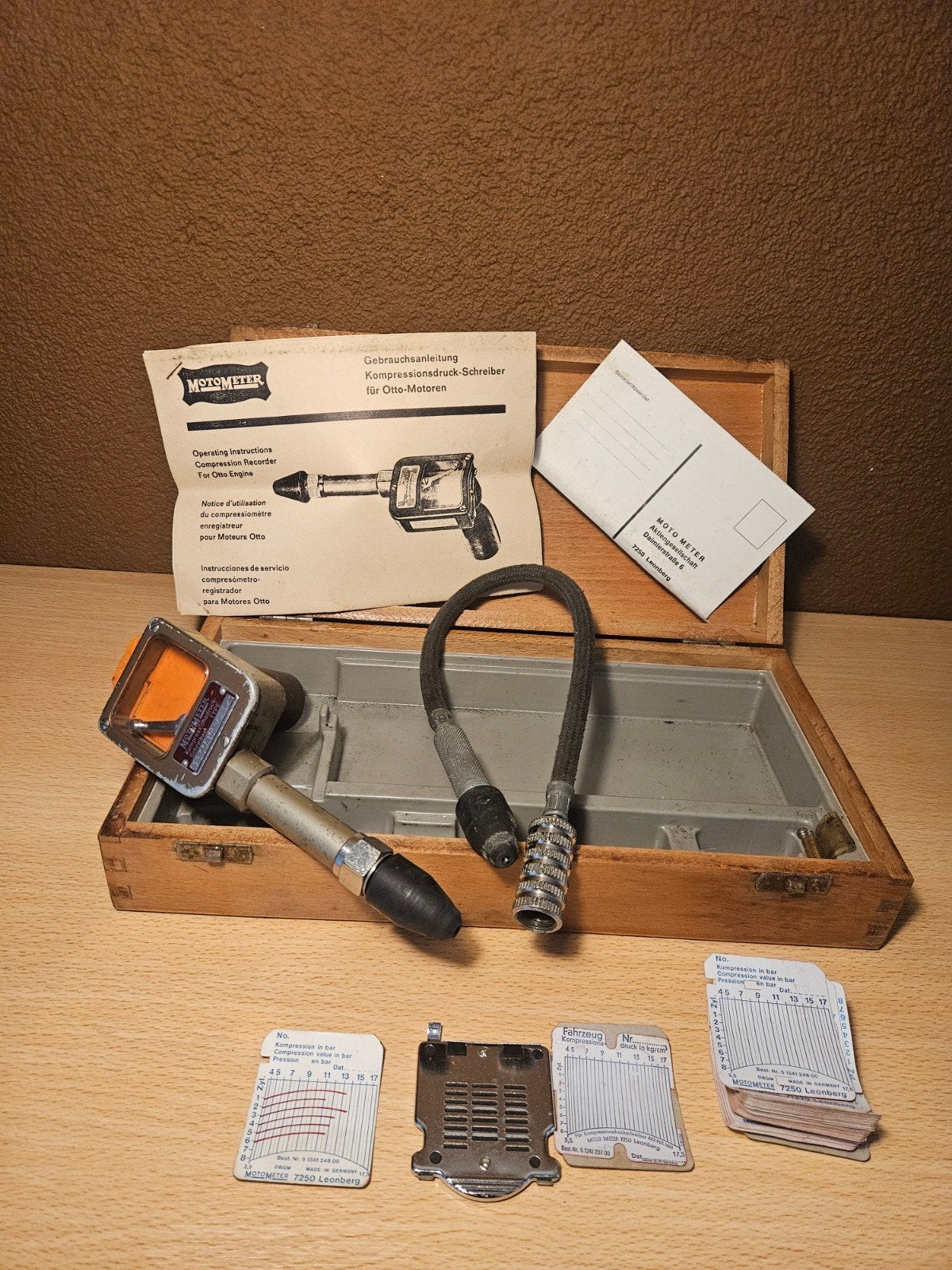 Vintage Motometer compressie meter, Auto diversen, Autogereedschap, Ophalen of Verzenden