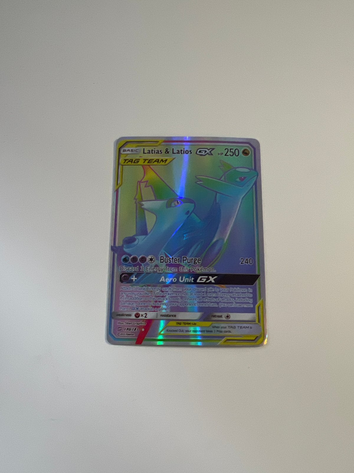 Latias & Latios GX TAG TEAM Pokémon kaart, Verzenden, Zo goed als nieuw, Losse kaart, Foil