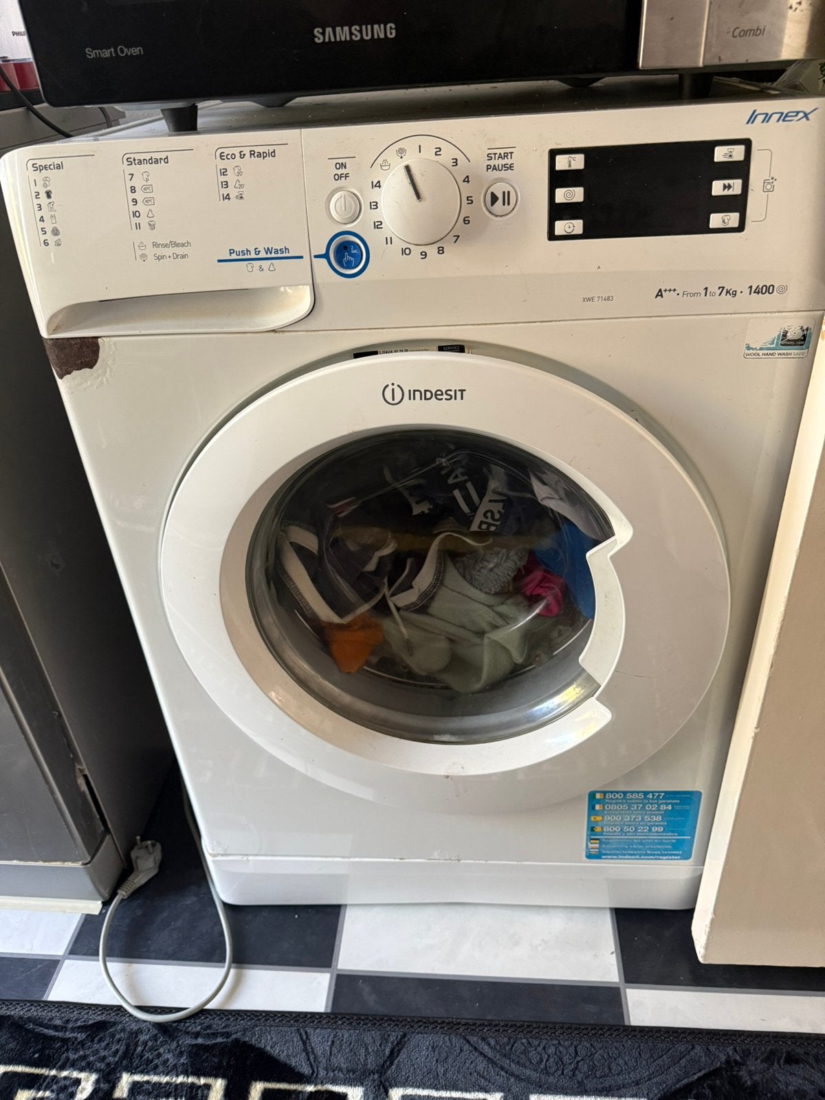 Indesit Wasmachine 7 kg – 1400 toeren, Ophalen, Zo goed als nieuw