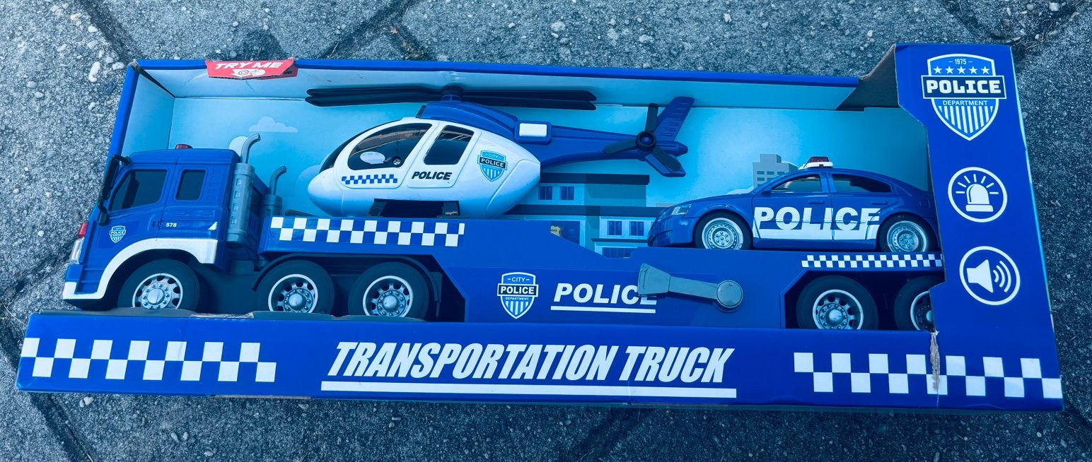Politie transport truck met helikopter en auto, Ophalen, Nieuw