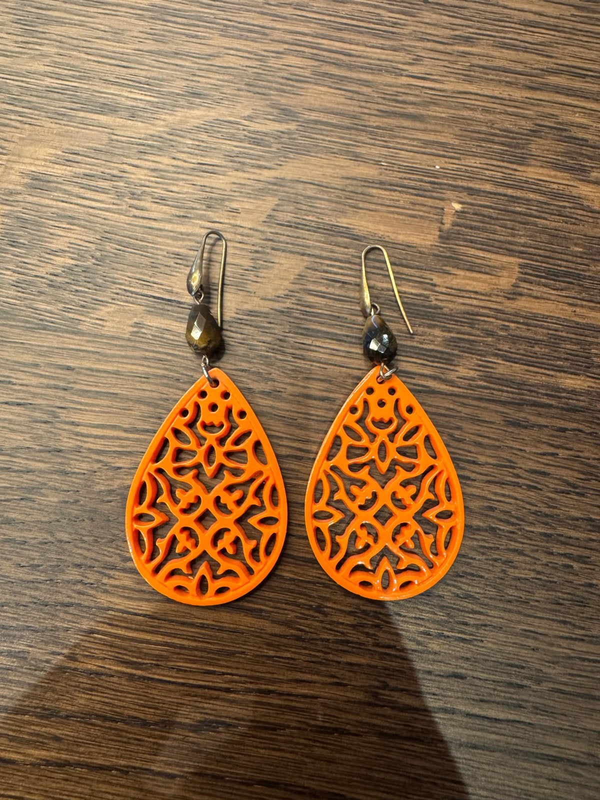 Oranje ibiza Oorbellen met Kraal - Hangers, Sieraden, Tassen en Uiterlijk, Oorbellen, Zo goed als nieuw, Hangers, Overige materialen