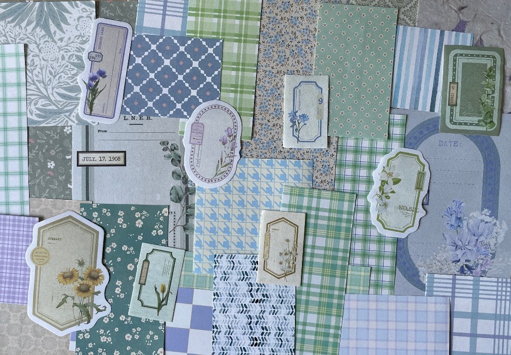 Scrapbooking groene blauwe keuren zomer thema papier, Verzenden, Nieuw, Papier of Karton