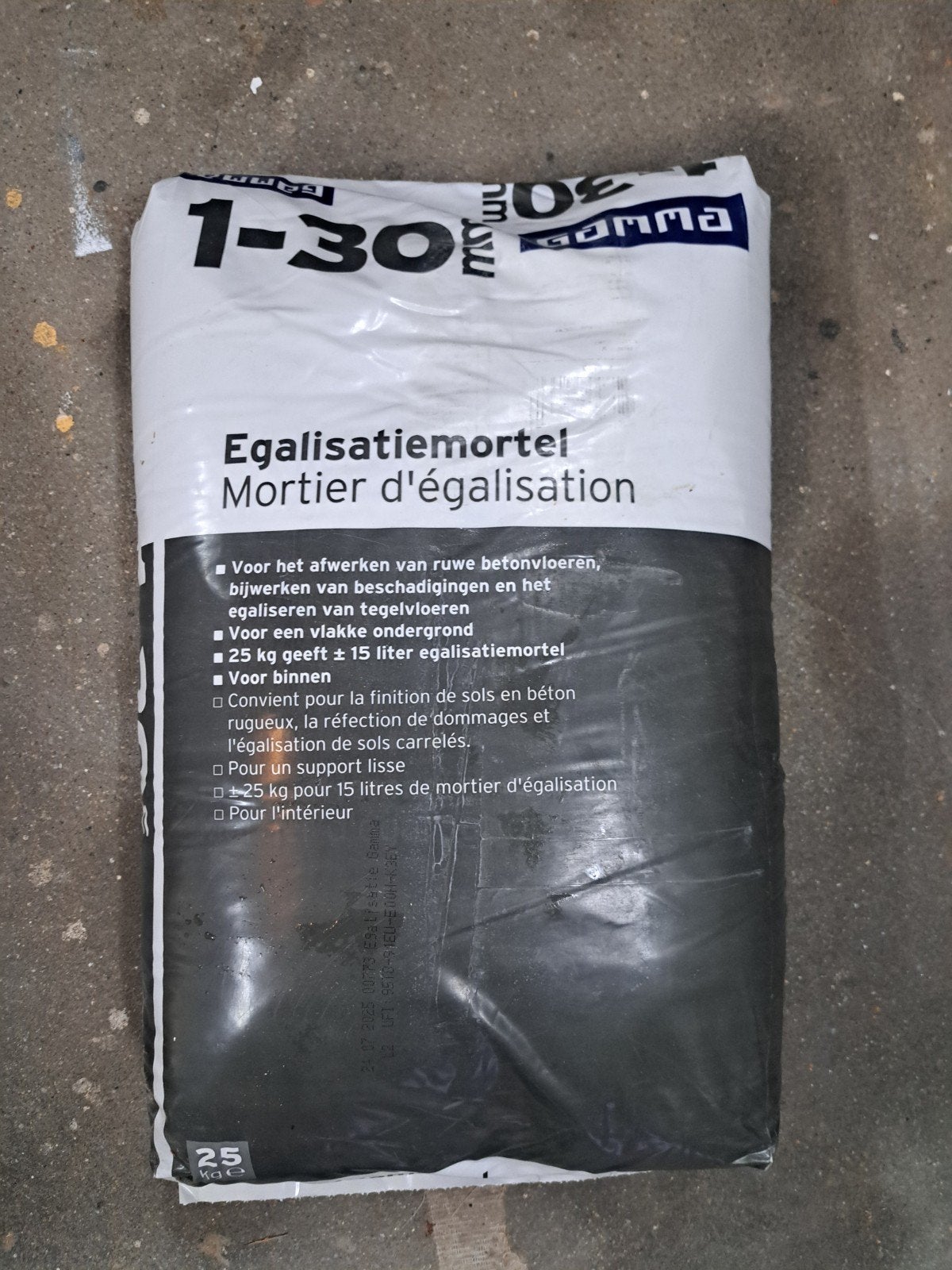Egalisatiemortel 25 kg - GAMMA 1-30 mm, Ophalen, Nieuw