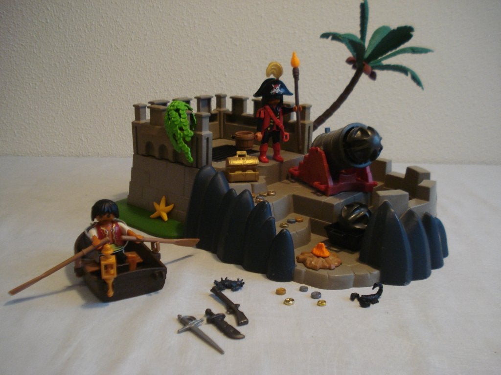 Piratenschip+ Piratenvesting+ 2 Piraten. 5140=4007=4654=4690, Complete set, Ophalen of Verzenden, Zo goed als nieuw, Boot/Schip