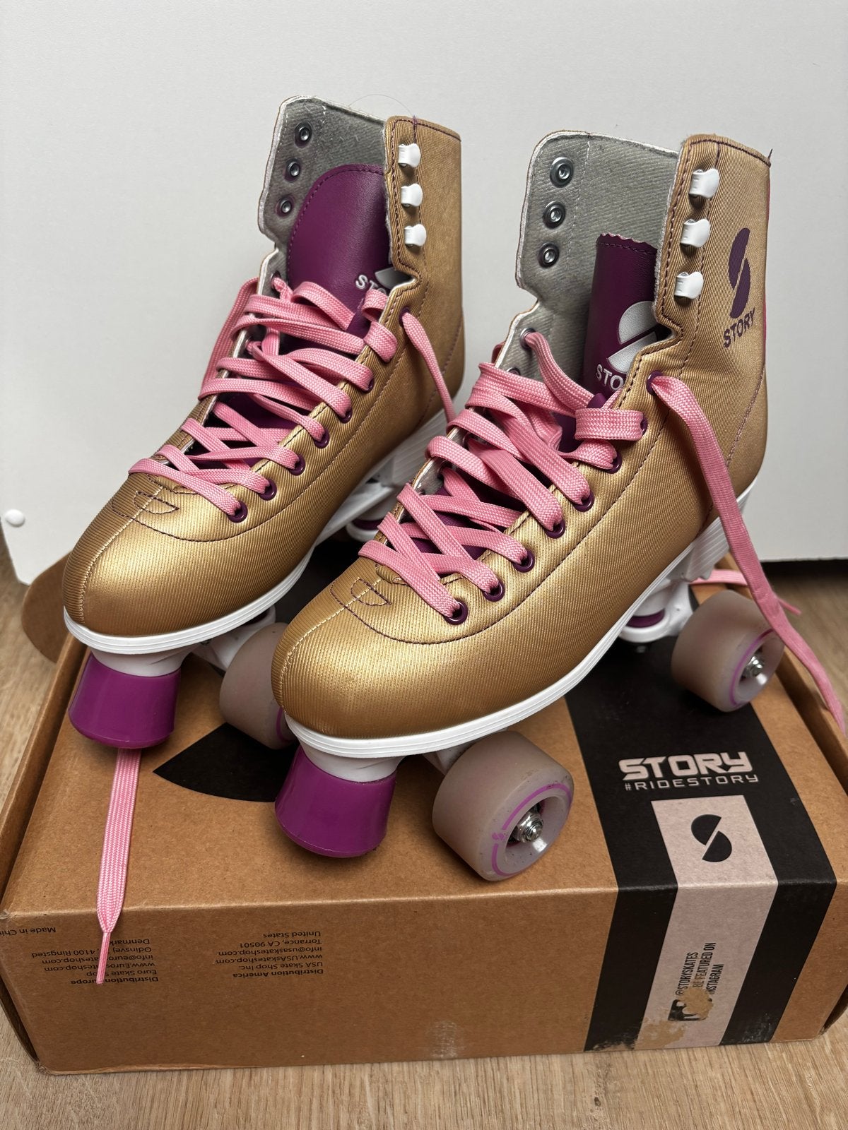 Story Soul Gold Rolschaatsen Maat 38, Kinderen en Baby's, Speelgoed | Buiten | Rolschaatsen, Ophalen, Zo goed als nieuw, Dames