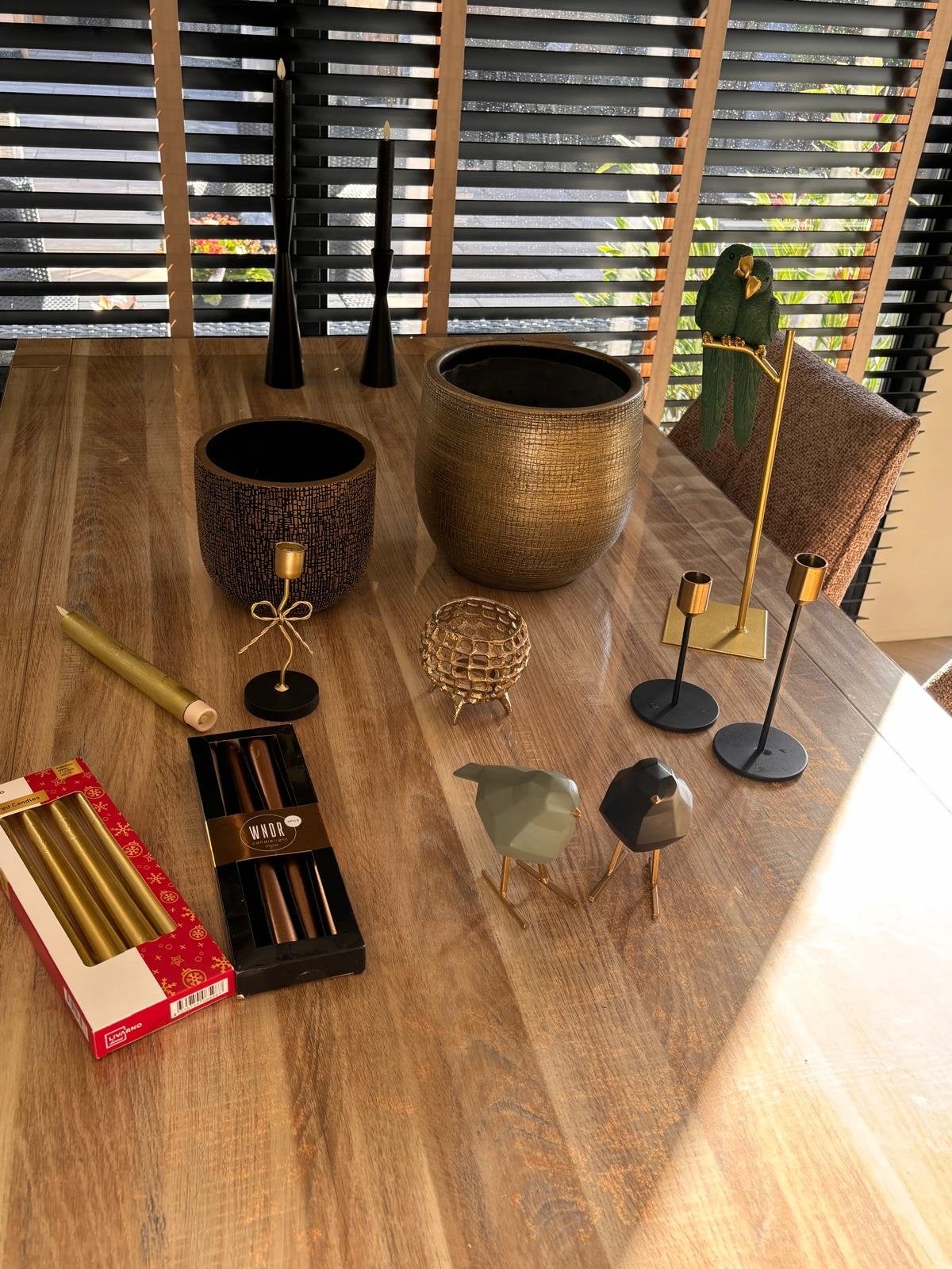 Diverse decoratie: kandelaars, potten, vogels en meer, Ophalen, Gebruikt, Meerkleurig, Metaal