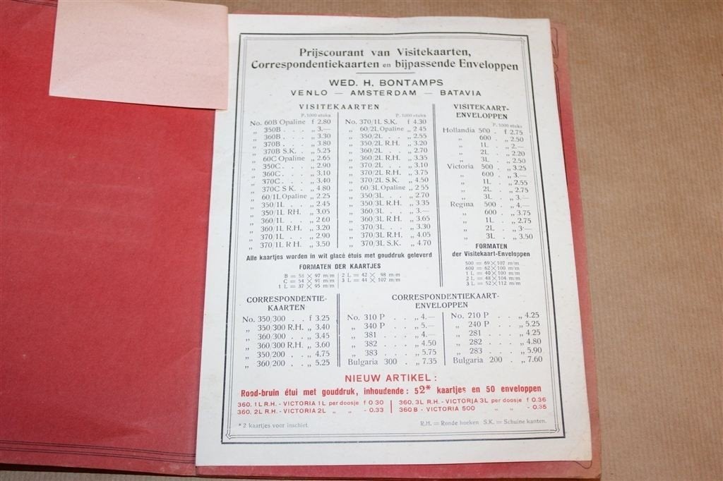 Bontamps — Monsterboek Visitekaarten en Enveloppen ca. 1930, Gebruikt, -, -, Ophalen of Verzenden