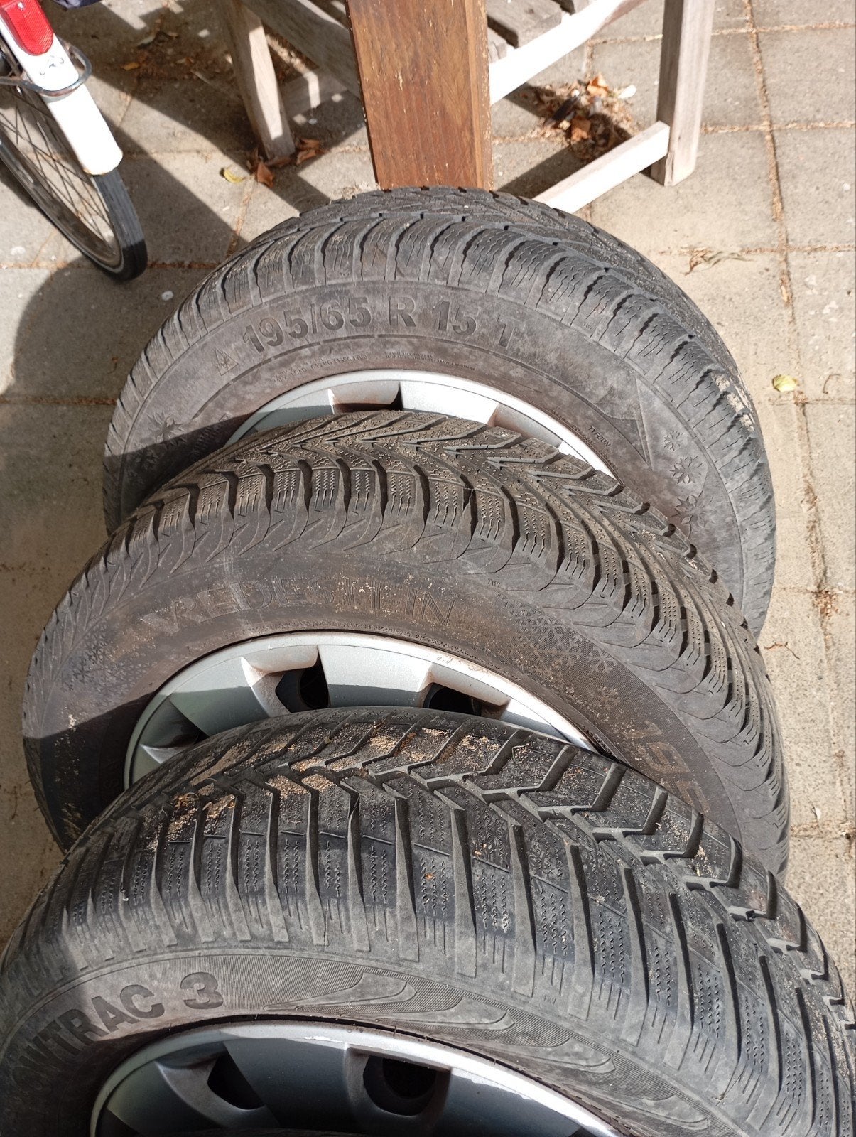 Winterbanden Vredestein Snowtrac 3 op stalen velgen Touran, Ophalen, 15 inch, Banden en Velgen, Winterbanden