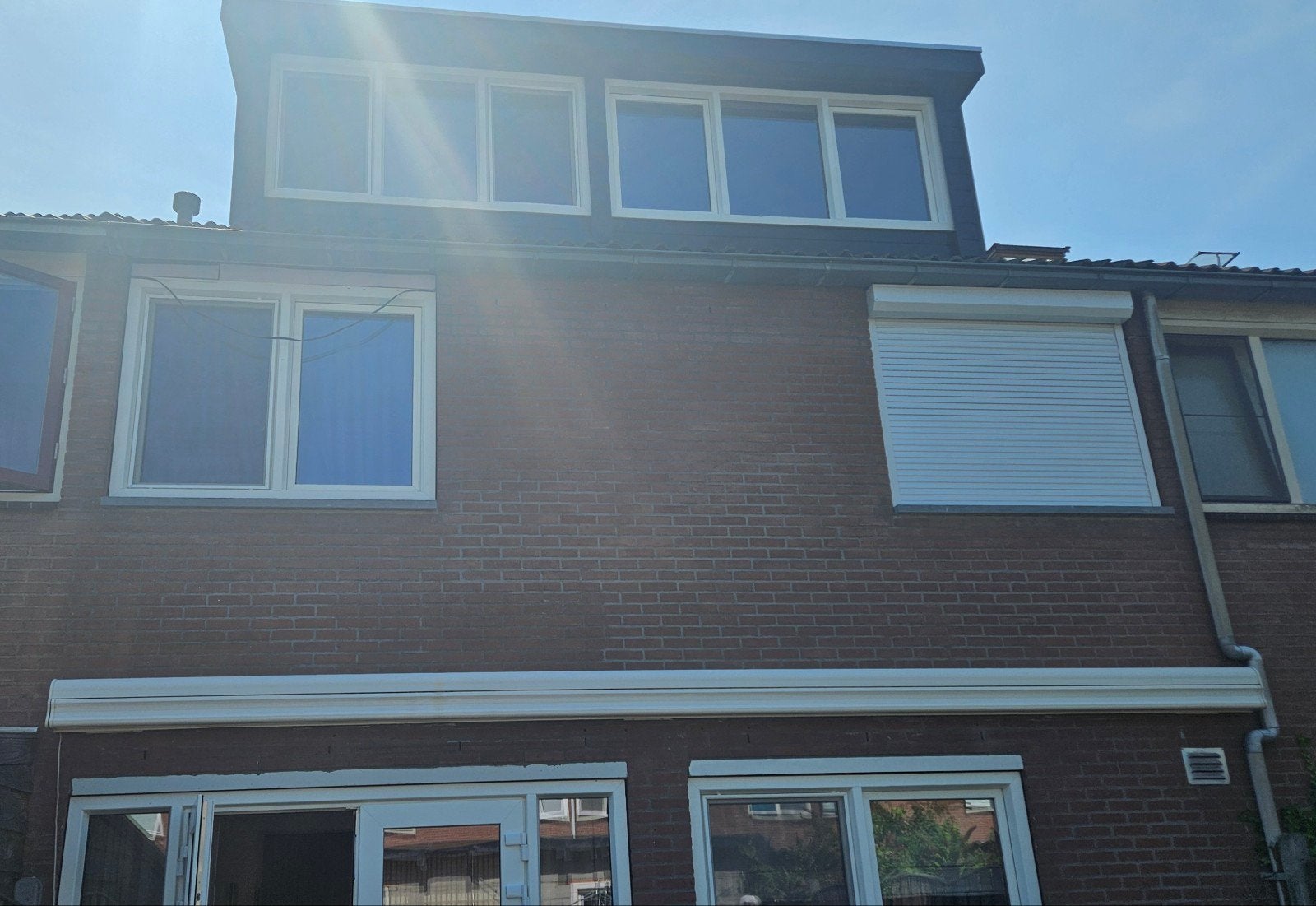 mooi terrascherm/ zonnescherm van Somfy., Tuin en Terras, Zonneschermen, Gebruikt, 450 cm of meer, Elektrisch, Ophalen of Verzenden