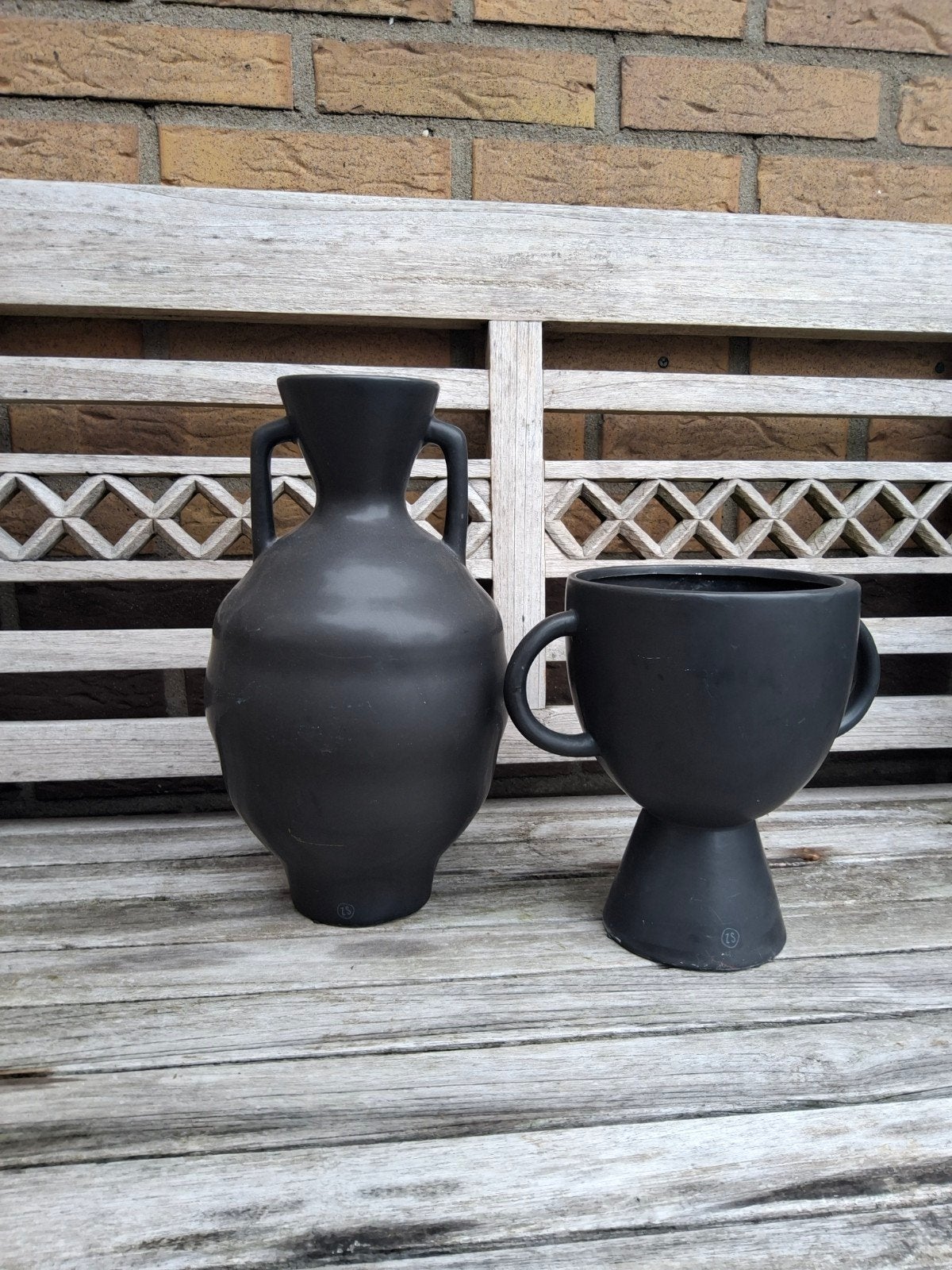 Set van 2 zwarte decoratieve vazen - 32 en 21 cm hoog zuss, Ophalen of Verzenden