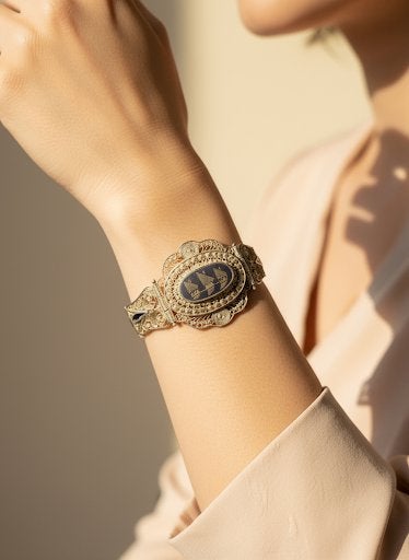 Zilveren armband met nielo inleg, 20 cm