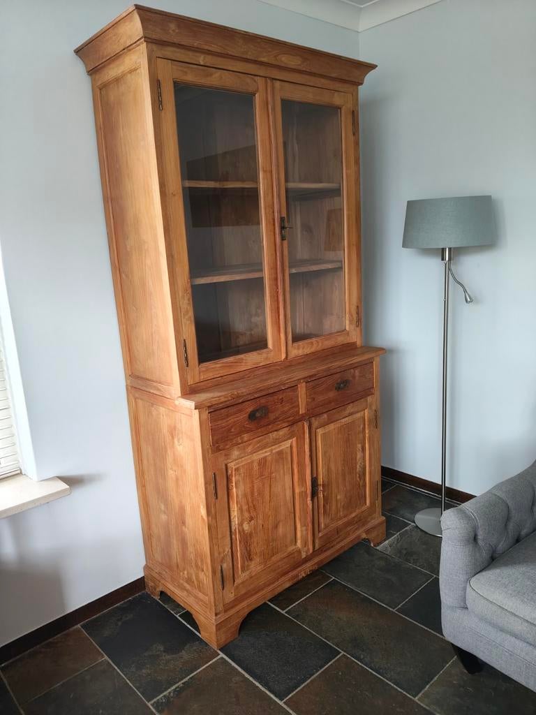 Massief oud-teakhouten kast, Met deur(en), Landelijk, Koloniaal, 200 cm of meer, Teakhout