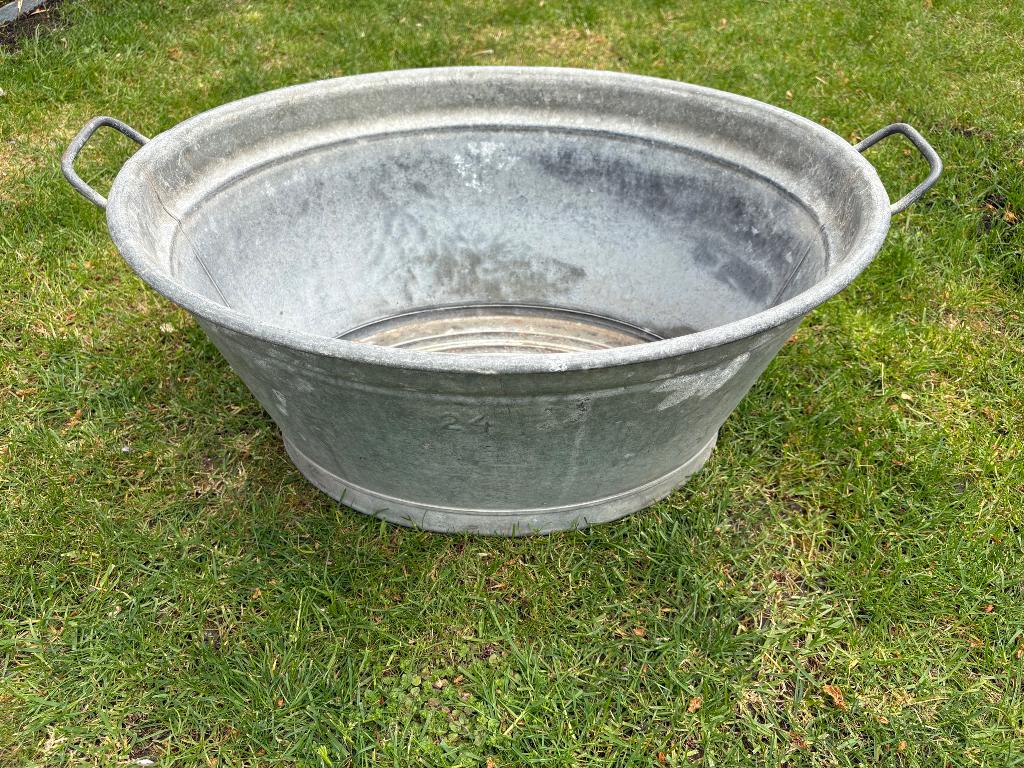 Brocante vintage zinken teil/kuip: groot, Antiek en Kunst, Curiosa en Brocante, Ophalen