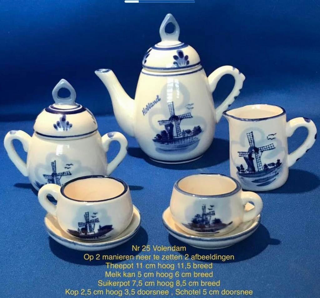 Delfts Blauw Mini Servies - nr 25 Volendam Molen Decoratie, Ophalen