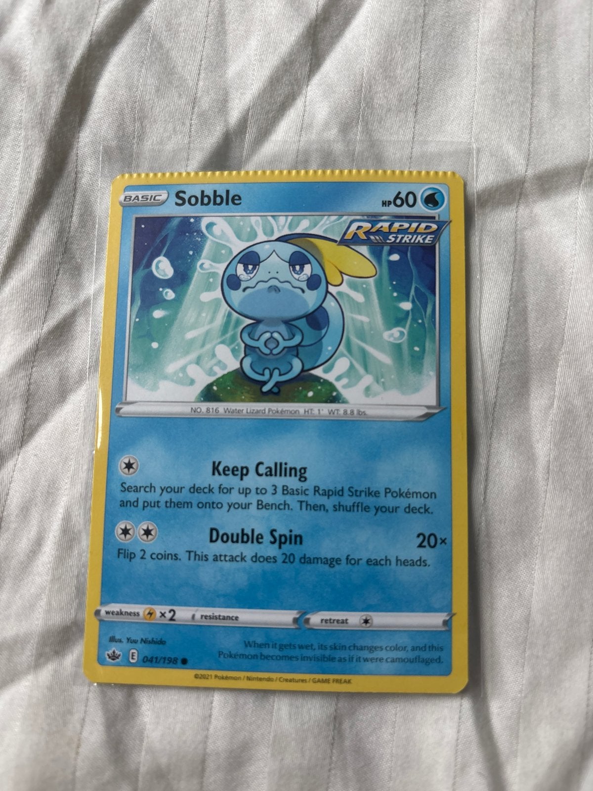 Sobble 041/198 Miscut Pokémon Kaart Chilling Reign, Ophalen of Verzenden, Zo goed als nieuw, Losse kaart