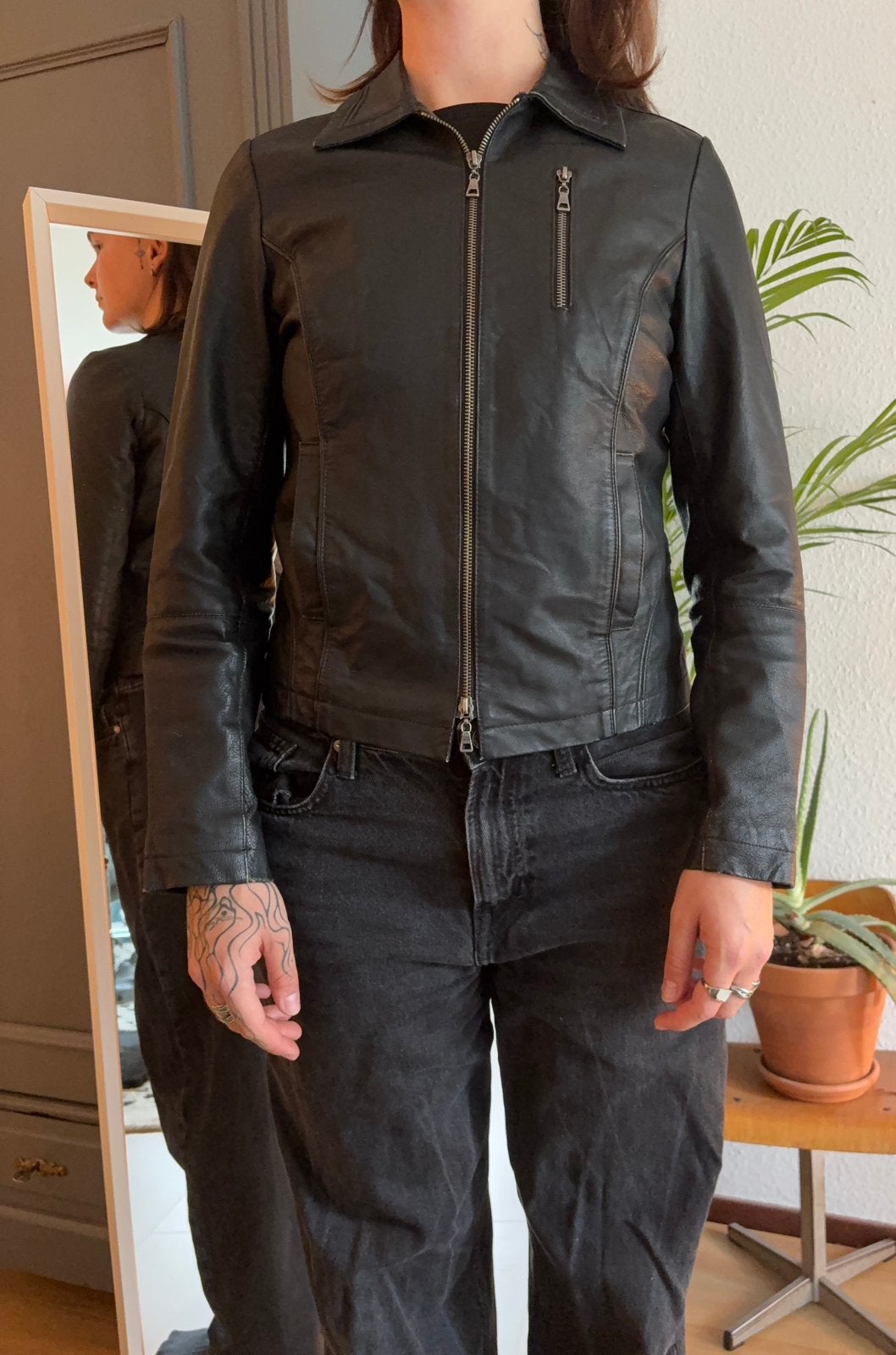 Promiss leren jasje, Ophalen of Verzenden, Zo goed als nieuw, Maat 38/40 (M), Zwart