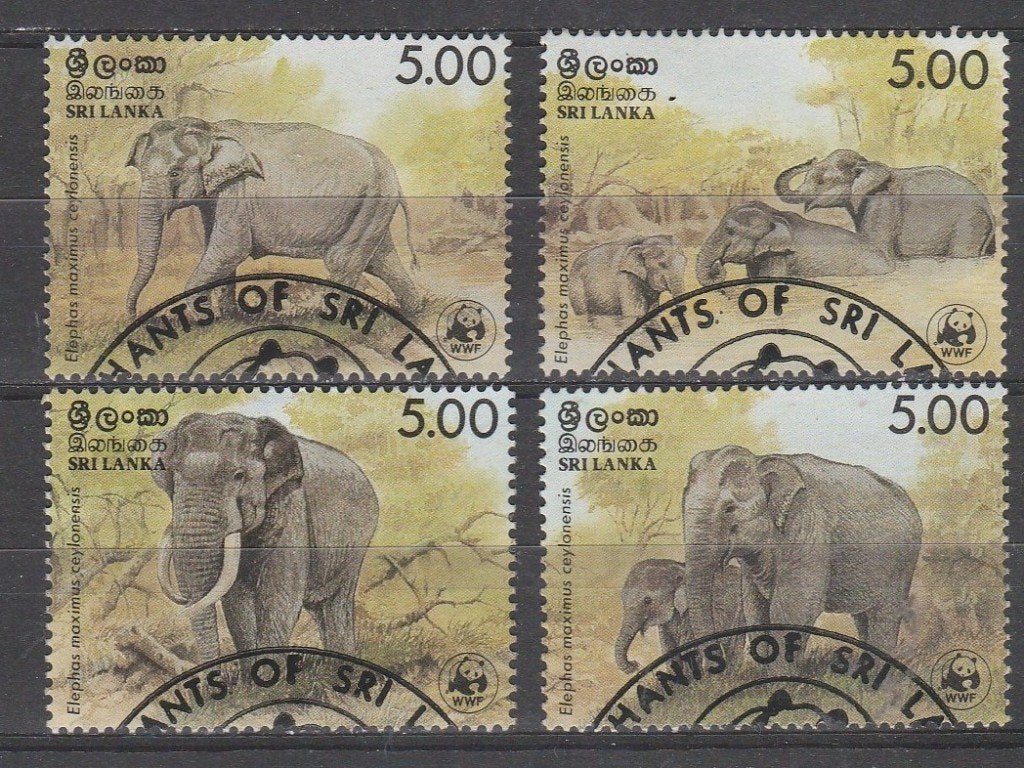 WWF = OLIFANTEN = sv4st SRILANKA-W120, Verzenden, Gestempeld, Dier of Natuur