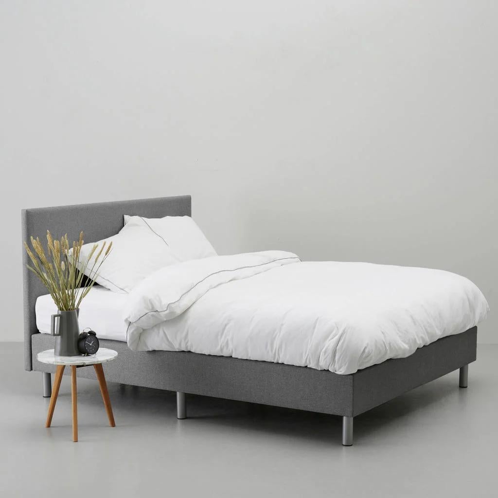 Wehkamp Home Larvik Boxspring 120x200 cm Grijs, Ophalen, Overige materialen, 100 tot 150 cm, Tot twee personen