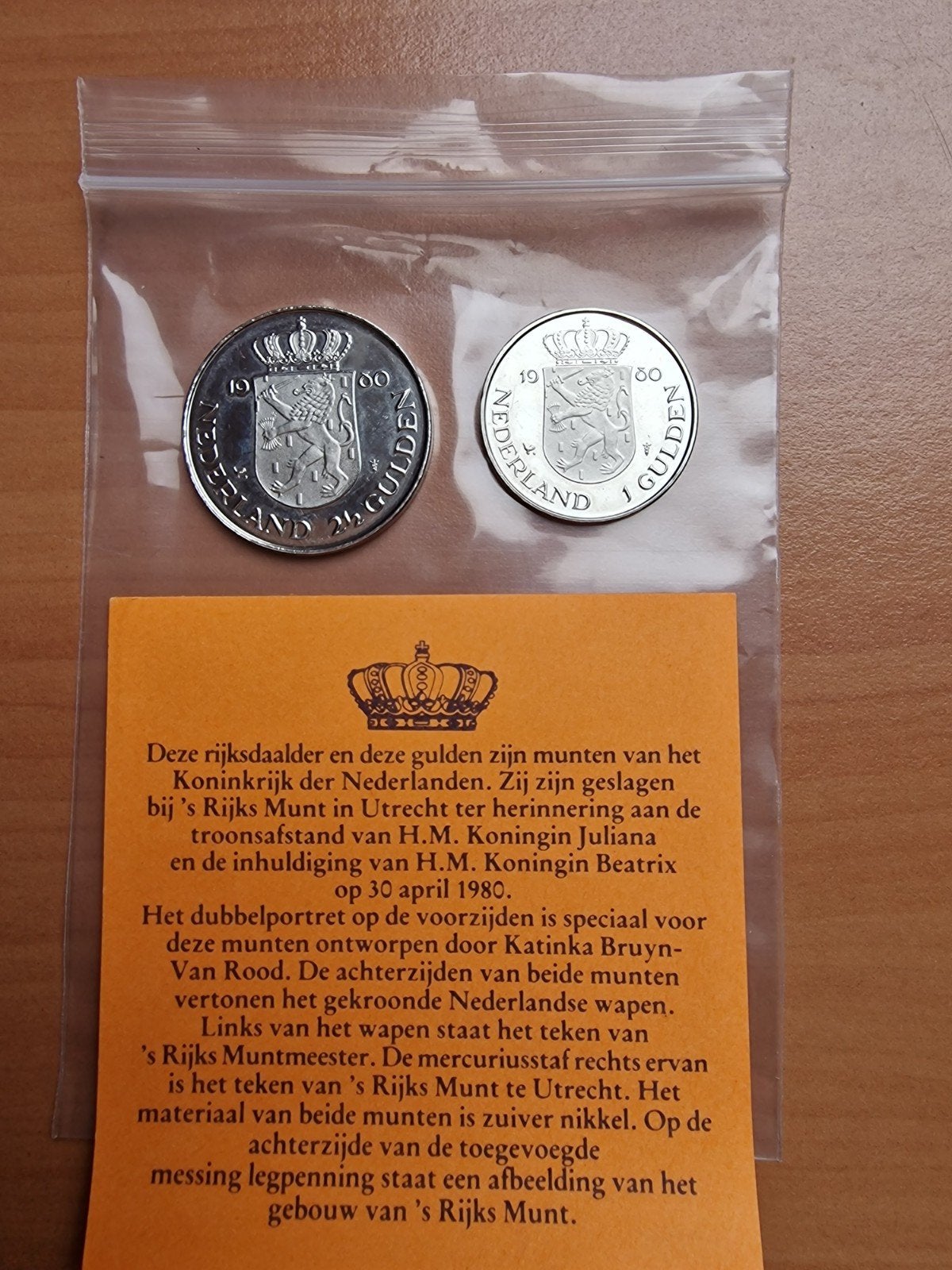 Rijksdaalder en gulden 1980 inhuldiging Beatrix, Postzegels en Munten, Munten | Nederland, Ophalen of Verzenden, Koningin Beatrix
