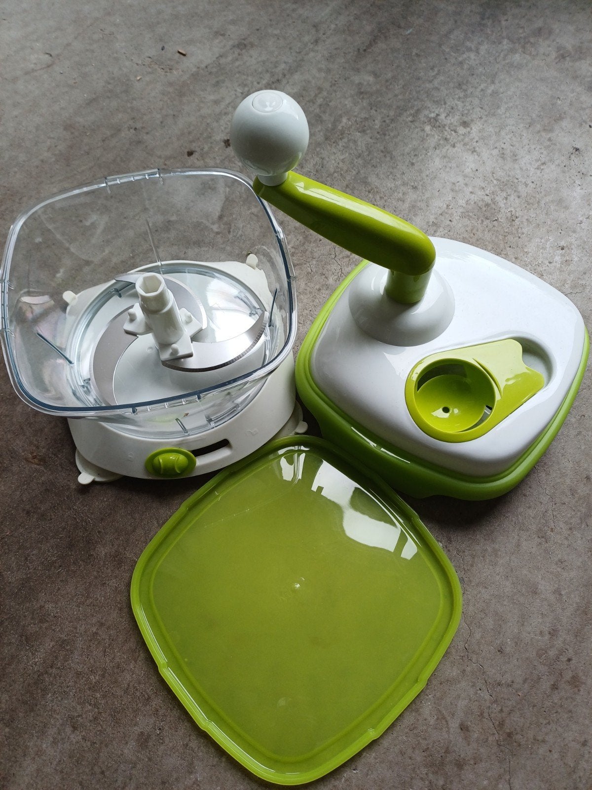 Handmatige Keukenmachine - Slicer - Groen/Wit, Minder dan 1 liter, Ophalen of Verzenden, Zo goed als nieuw, 1 snelheid