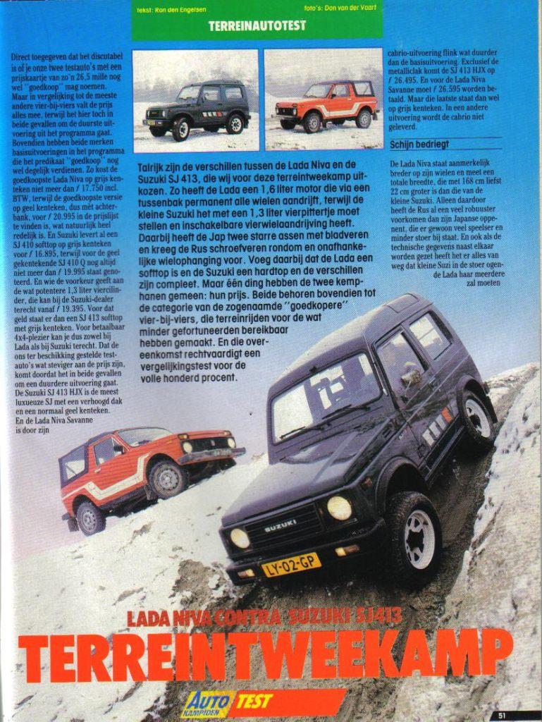 Autokampioen dubbeltest Lada Niva en Suzuki SJ 413 1986, Ophalen of Verzenden, Gelezen, Overige merken