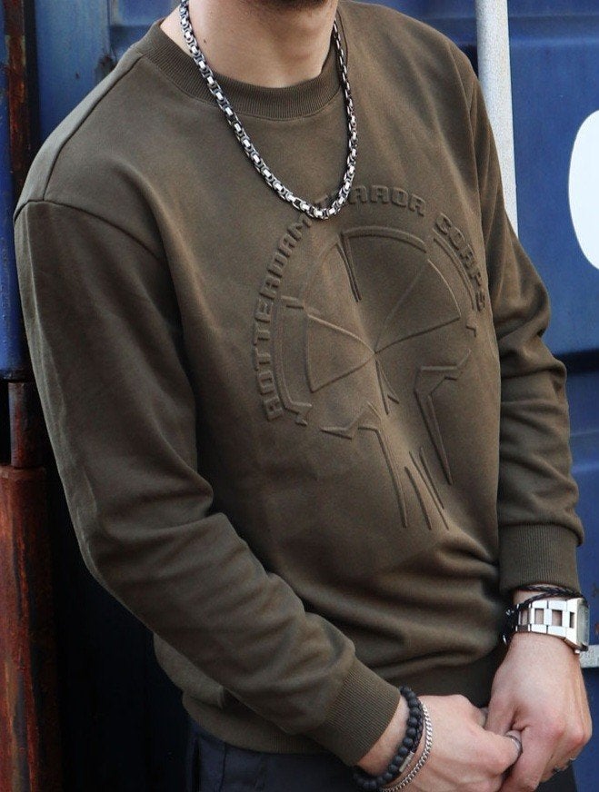 RTC army green sweater - 3D embossed, Ophalen of Verzenden, Zo goed als nieuw, Maat 56/58 (XL), Groen