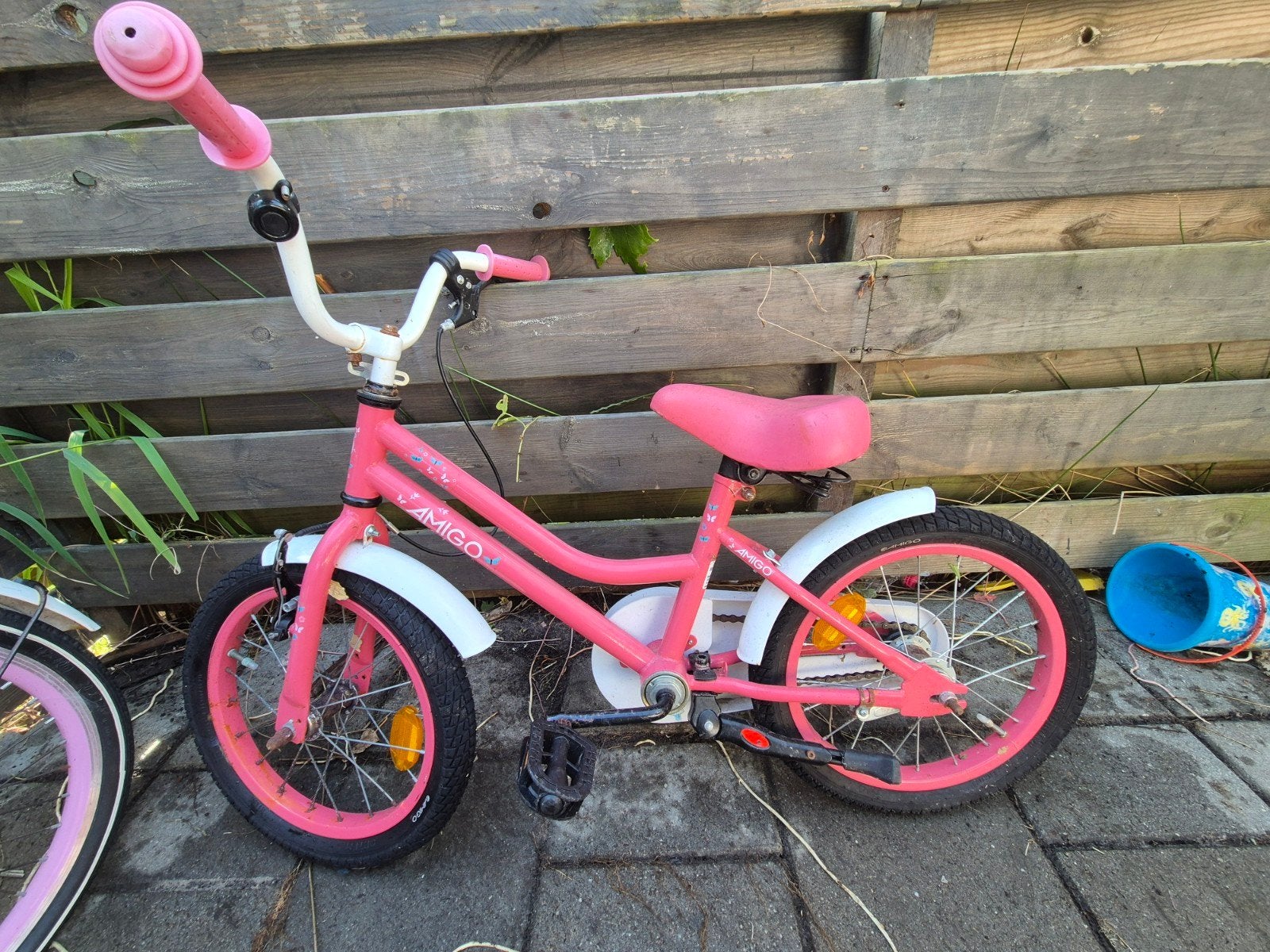 AMIGO kinderfiets 16 inch roze met zijwieltjes, Ophalen, Zijwieltjes, Velgrem, AMIGO