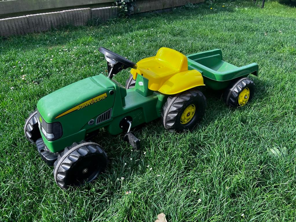 John Deere traptractor met aanhanger, Kinderen en Baby's, Speelgoed | Buiten | Voertuigen en Loopfietsen, Ophalen, Gebruikt, Trapvoertuig