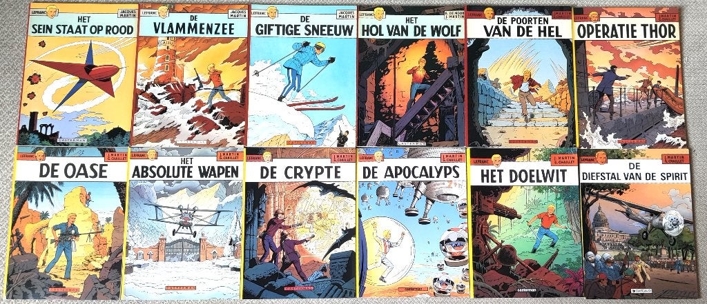 12 stripalbums van Lefranc met 10 1ste drukken vanaf 1974, Meerdere stripboeken, Ophalen of Verzenden, Zo goed als nieuw