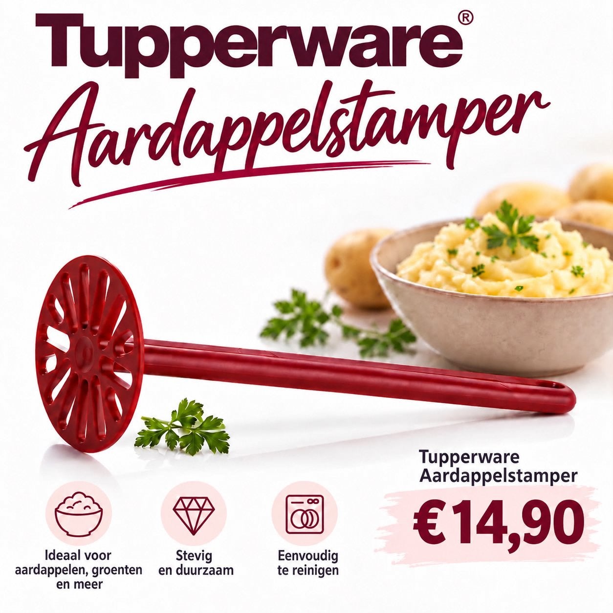 Aardappelstamper Tupperware, Ophalen, Overige typen, Nieuw, BPA-vrij