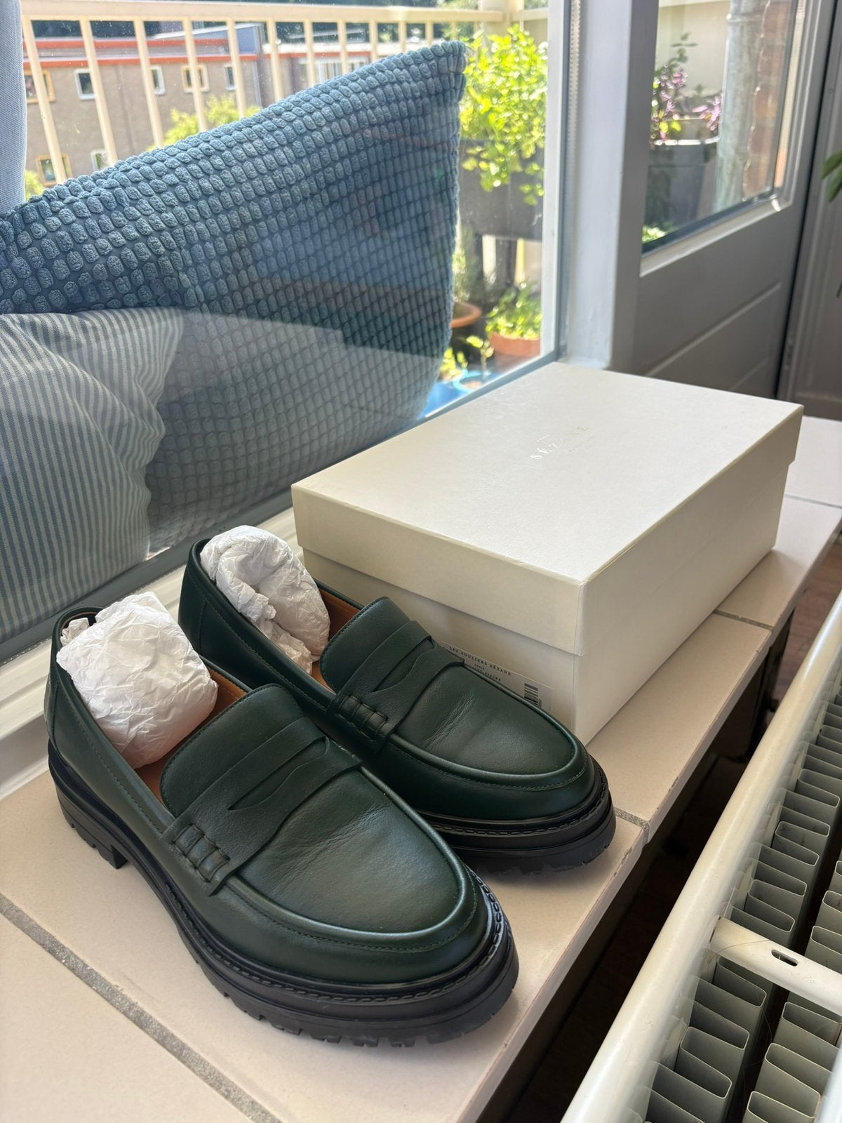 Sezane leren mocassins Albane, Ophalen of Verzenden, Zo goed als nieuw, Groen