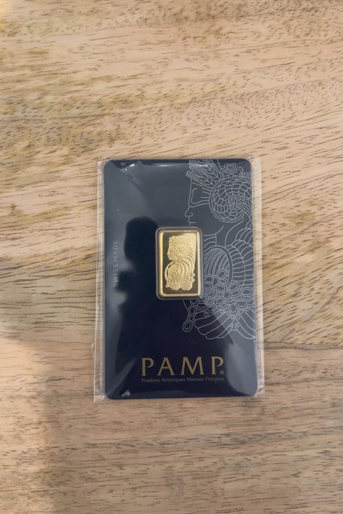 PAMP Suisse Goud baar 5G 999.9 24 Karaat Fine Gold Bare, Ophalen of Verzenden, Goud