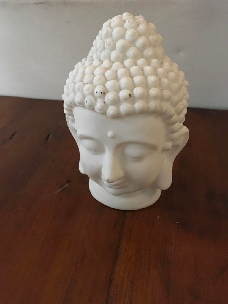 Witte Boeddha Hoofd Decoratiebeeld, Ophalen of Verzenden, Gebruikt