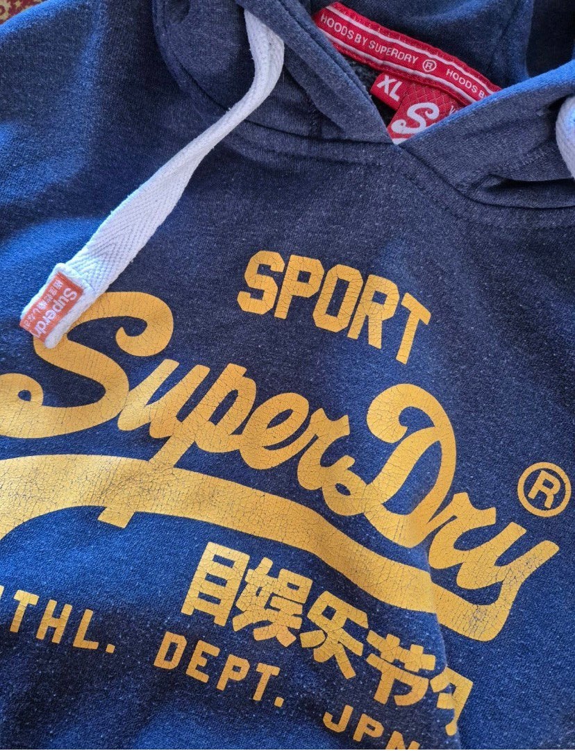 SuperDry hoodie trui sweater jeans Blauw  maat XL, Blauw, ., Maat 56/58 (XL), Ophalen of Verzenden