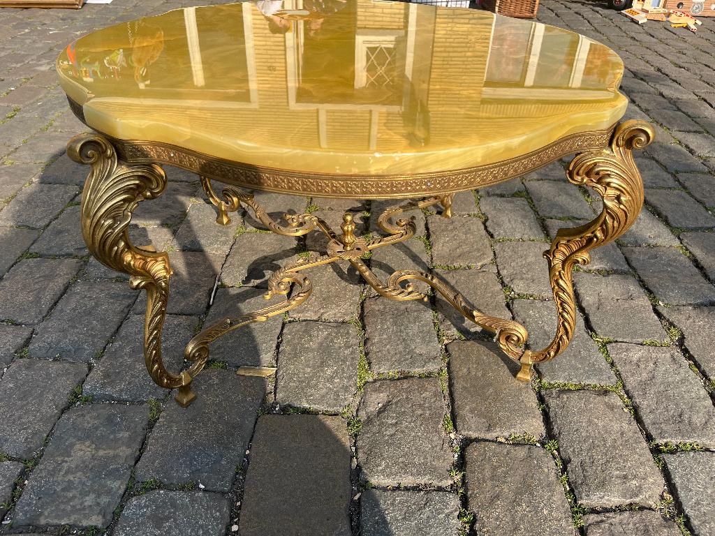 Antieke salontafel marmer blad, Ophalen