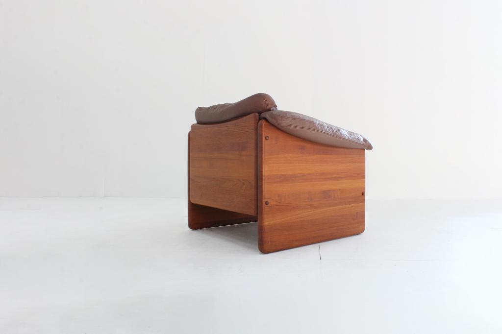 Vintage Mid Century fauteuil teak Mikael Laursen jaren 60, Gebruikt, Vintage, 75 tot 100 cm, Ophalen of Verzenden