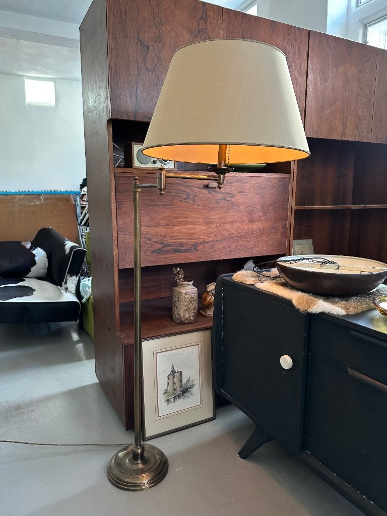 SALE: Brocante, antieke, vintage schemerlamp met zwenkarm, Ophalen