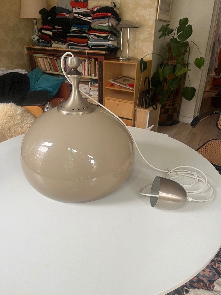 Vintage mushroom hanglamp Dijkstra space age, Ophalen, Kunststof, E27 (groot), Zo goed als nieuw