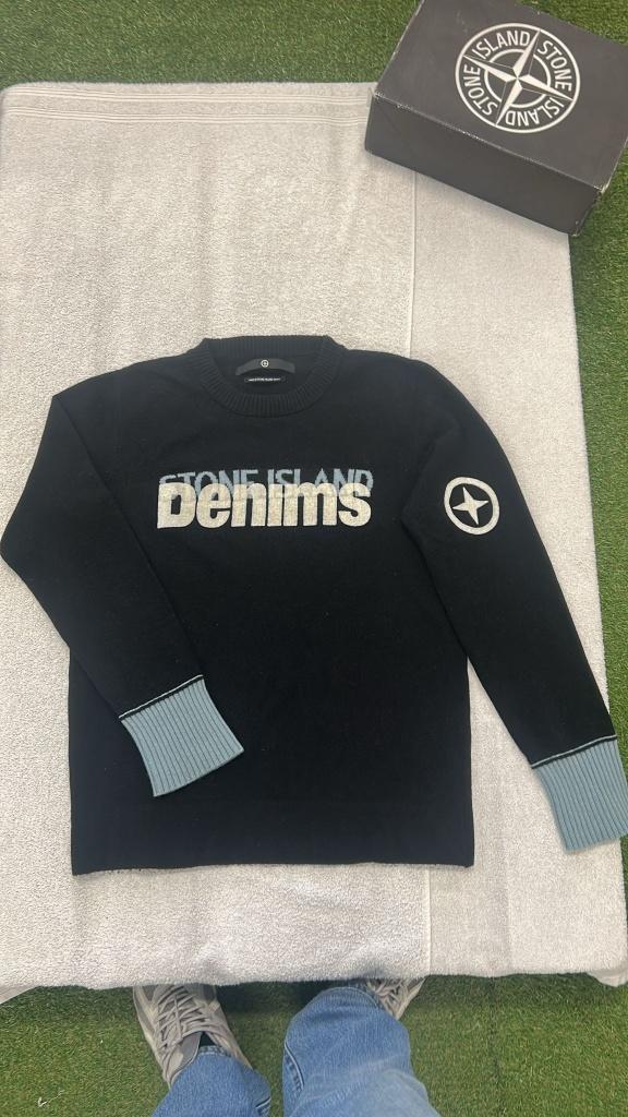 Stone Island Denims Sweater Trui Pull Knitwear Wool - Rare, Maat 52/54 (L), ., Zwart, Ophalen of Verzenden