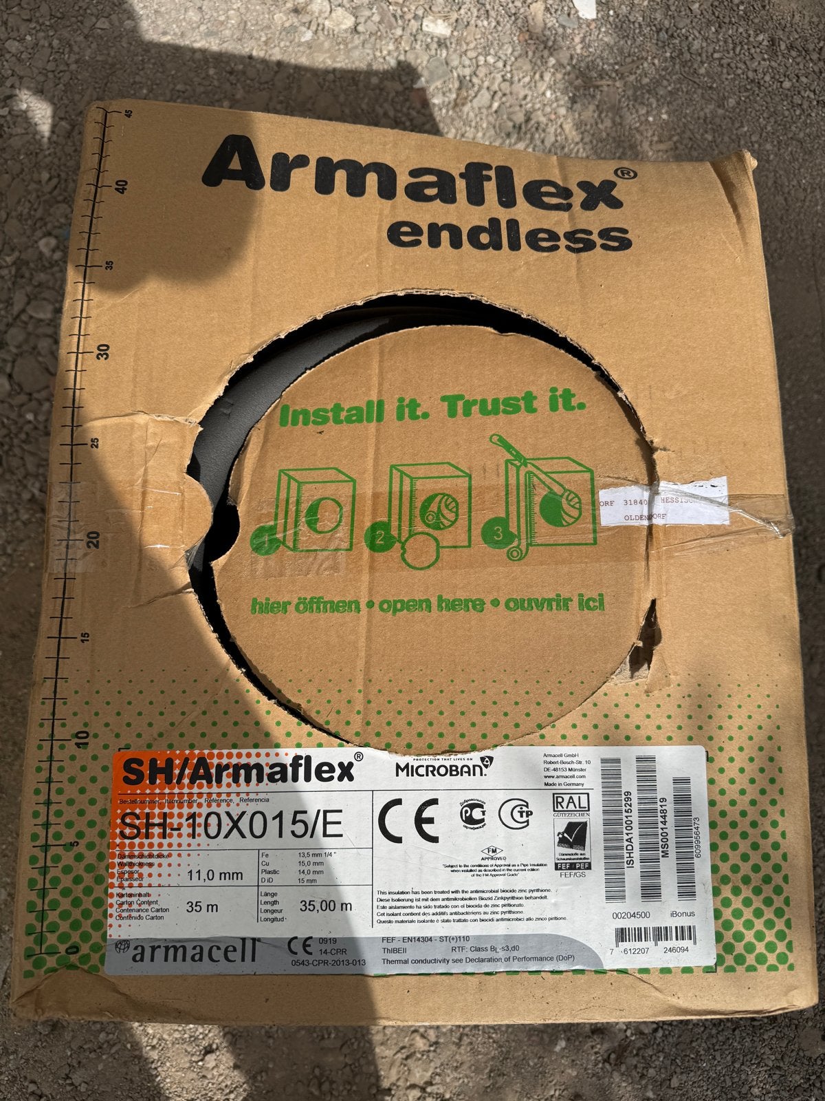 Armaflex SH/Armacell isolatiebuis 10x015/E     35m, Doe-het-zelf en Verbouw, Isolatie en Afdichting, Minder dan 4 cm, Overige materialen