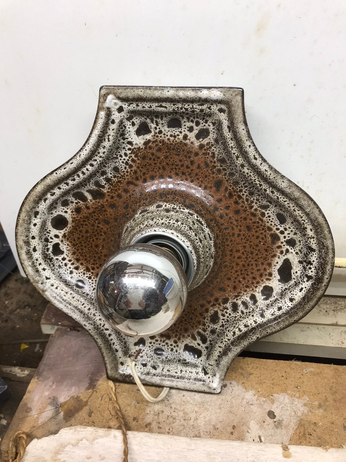 Hustadt Leuchten lava keramiek wandlamp vintage retro space, Ophalen, Zo goed als nieuw