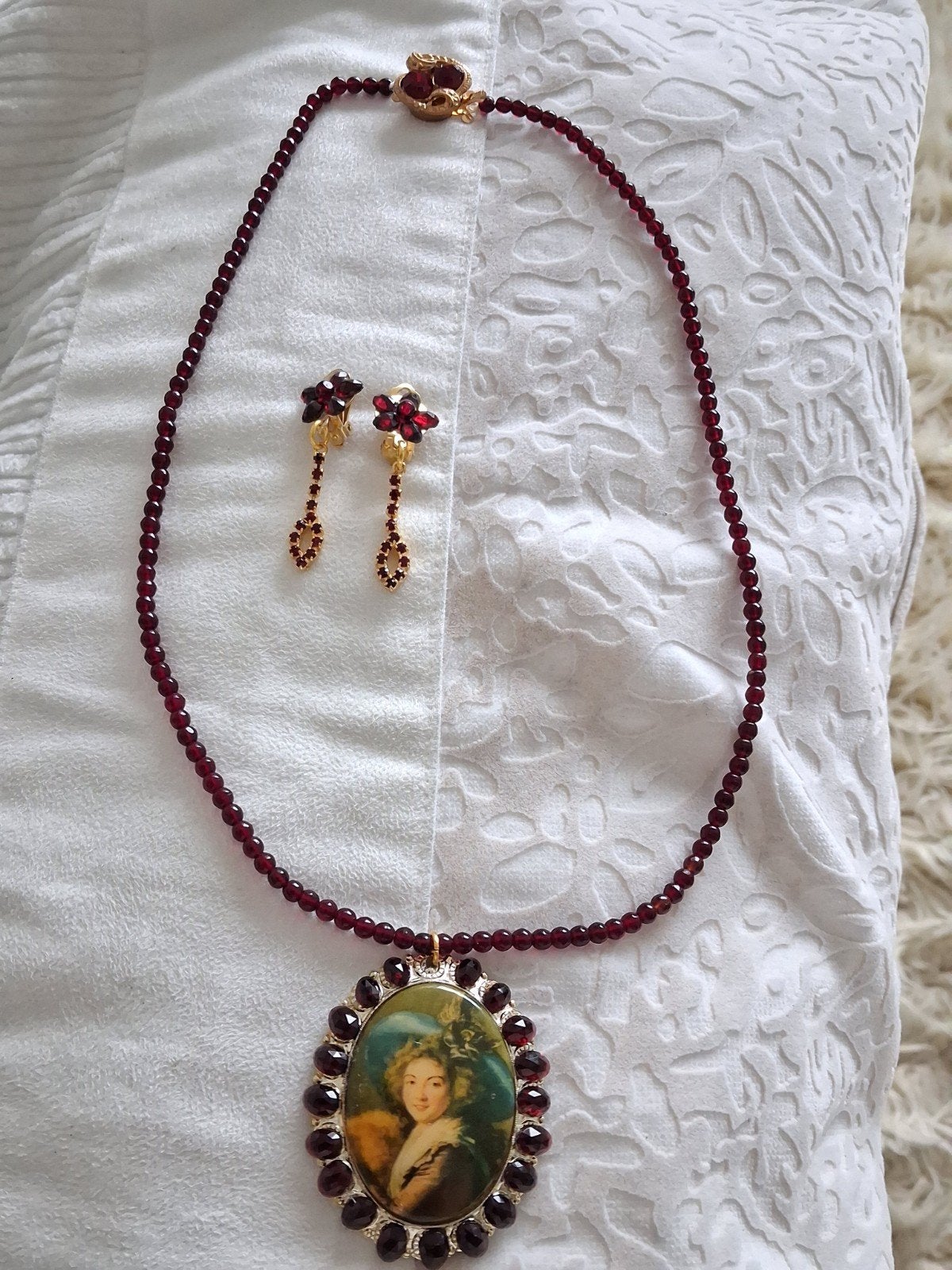 Sieraden set met granaat, Ophalen of Verzenden, Overige materialen, Ketting