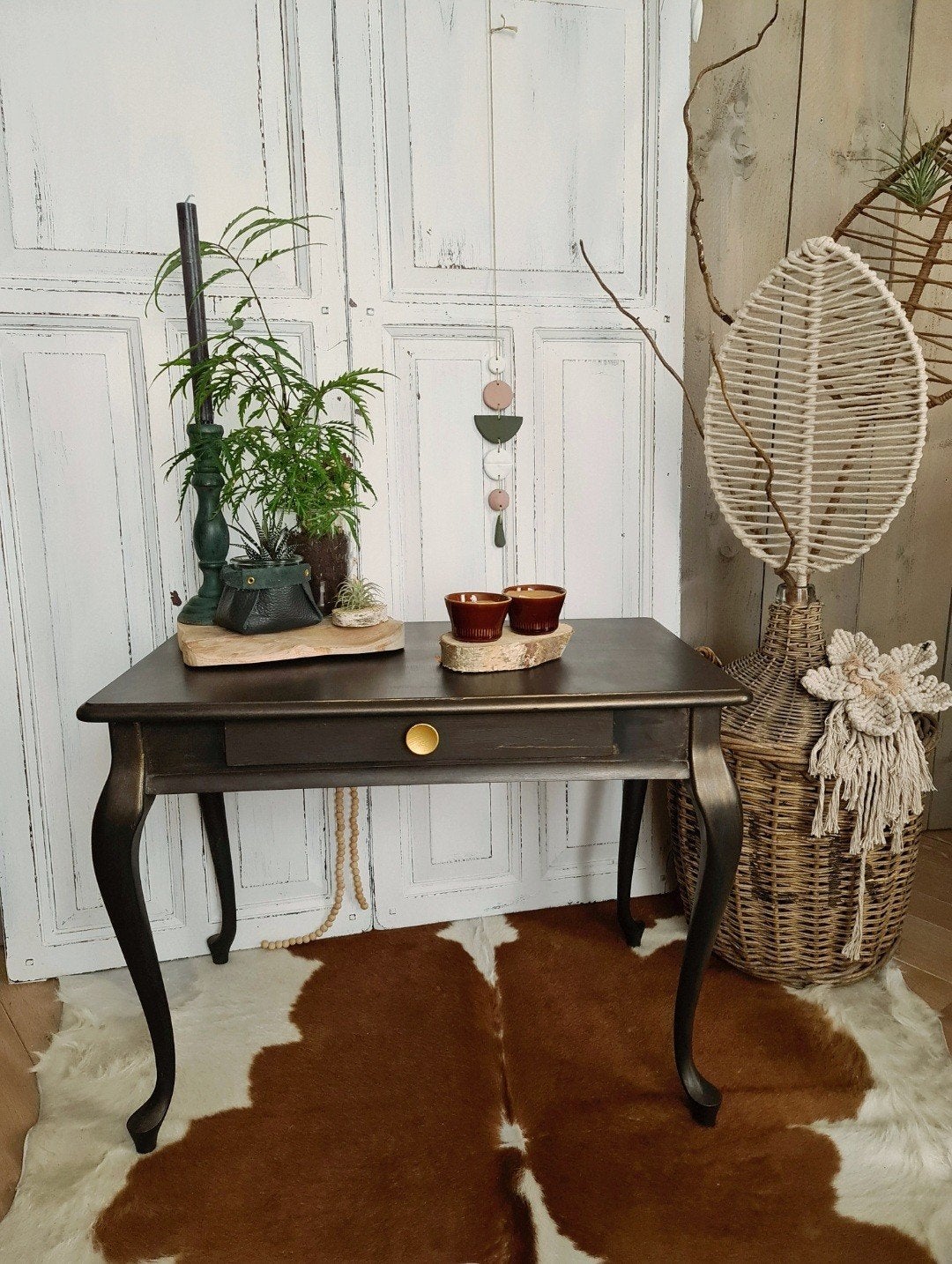 sjiek brocante salontafel, zwart met goud, sitetable, Ophalen, Sjiek, brocante, 50 tot 100 cm, Zo goed als nieuw