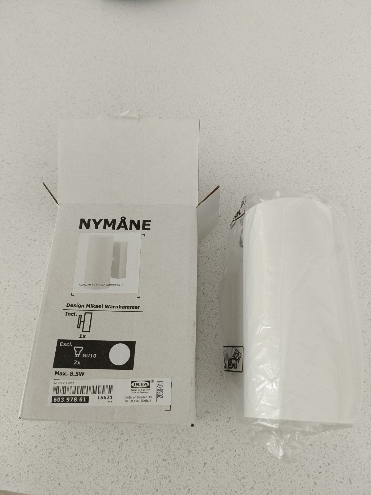 IKEA Nymåne wandlamp wit GU10, Nieuw, Ophalen of Verzenden, Metaal, Gerichte verlichting