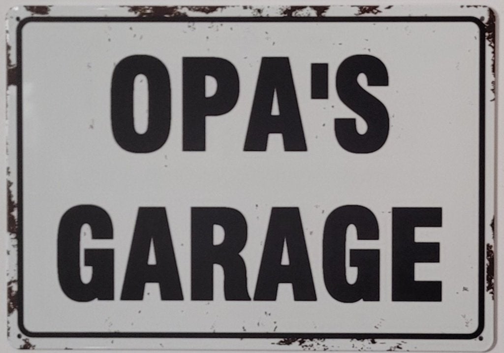 Opa's Garage reclamebord van metaal wandbord decoratie deco, Info@deconoord.nl, Deco Noord, Nieuw, Ophalen of Verzenden