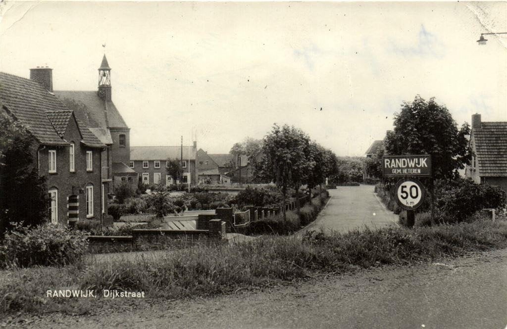 Randwijk, Dijkstraat - kerk - gelopen, Verzamelen, Ophalen of Verzenden, 1960 tot 1980, Gelopen, Gelderland