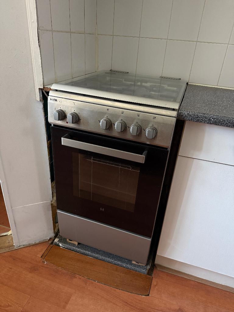 ETNA RVS Gasfornuis 4-pits + Oven | Werkend, Witgoed en Apparatuur, Fornuizen, Ophalen, Gebruikt, 4 kookzones, Gas