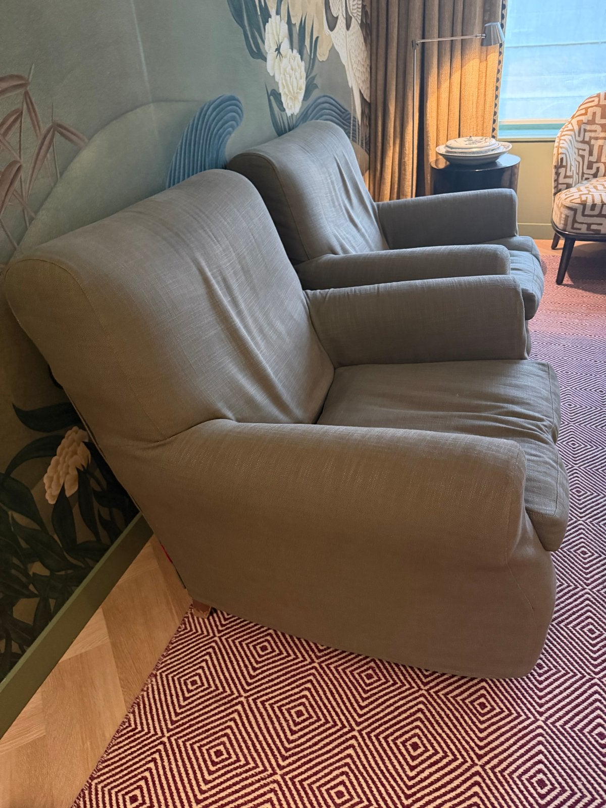 Set van 2 Flexform fauteuils groen/grijs - nonna maria, Ophalen, Gebruikt, Stof, 75 tot 100 cm