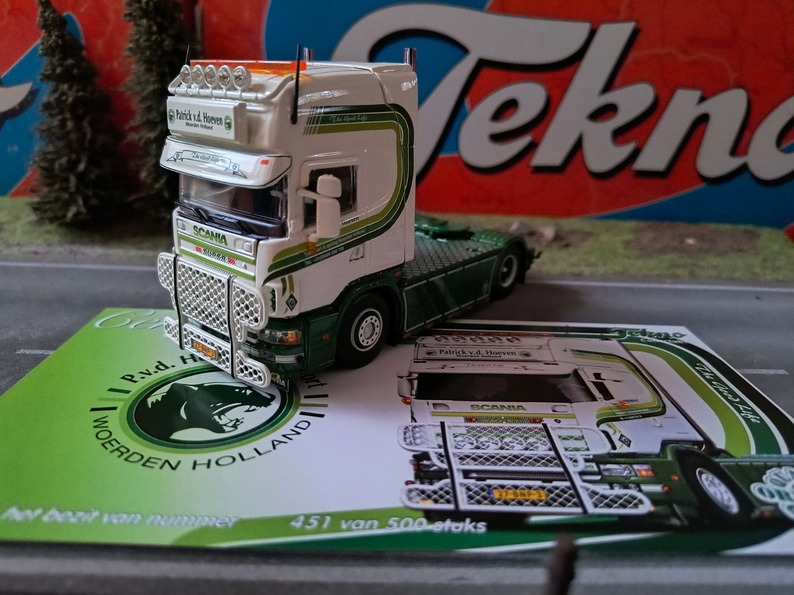 Tekno Scania Patrick Van Den Hoeven, Hobby en Vrije tijd, Ophalen of Verzenden, Zo goed als nieuw, Bus of Vrachtwagen, Tekno