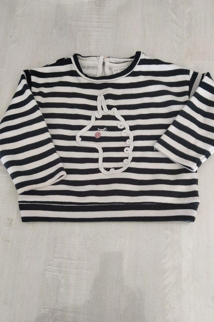 gestreepte sweater Zara maat 86 Unicorn, Kinderen en Baby's, Babykleding | Maat 86, Ophalen of Verzenden, Zo goed als nieuw, Zara